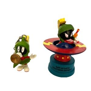 Marvin the Martian Earth Shattering Birthday Figure and Christmas Horn Keychain